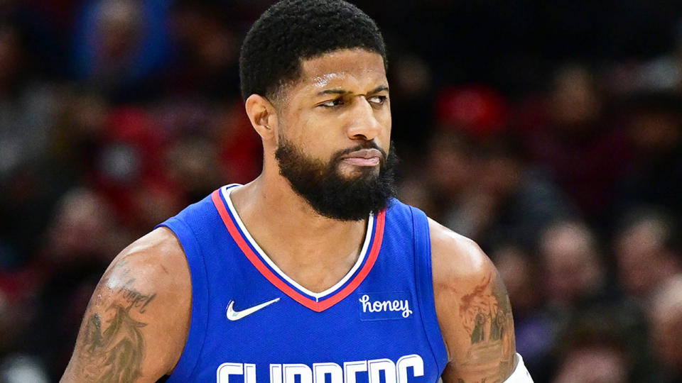 Paul George is seen here in action for the LA Clippers in the NBA.