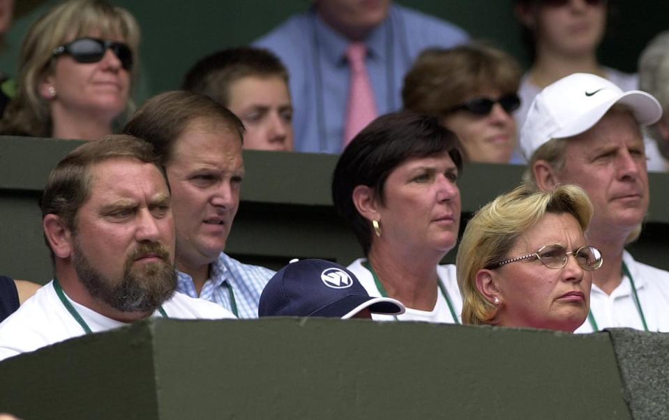 Damir Dokic (left) watches one of Jelena’s matches at Wimbledon (Getty Images)