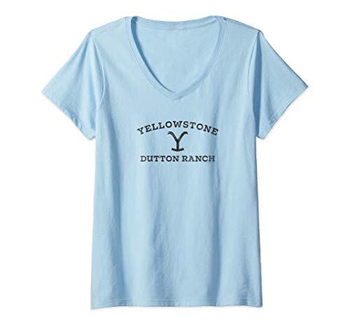 4) Womens Yellowstone Dutton Ranch Signage V-Neck T-Shirt