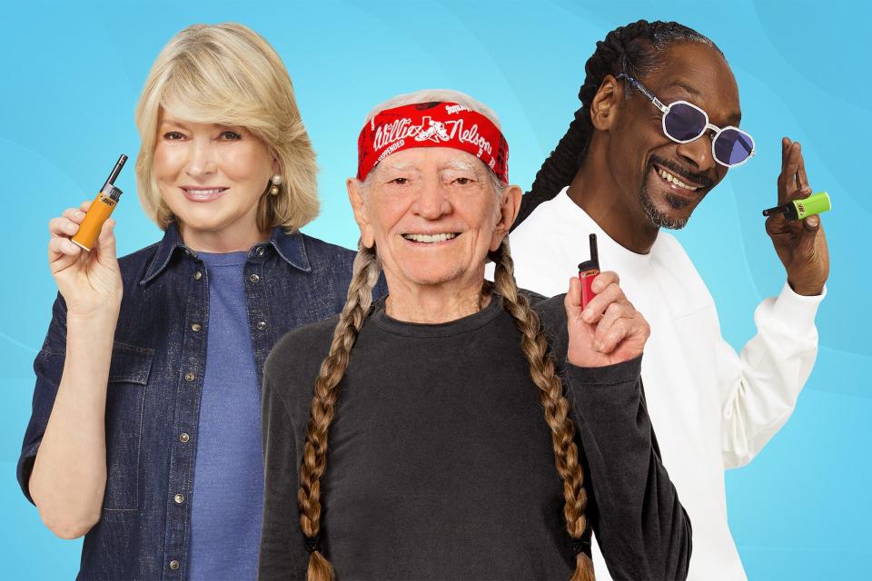 Martha Stewart, Willie Nelson and Snoop Dogg pictured promoting BIC's EZ-Reach lighter