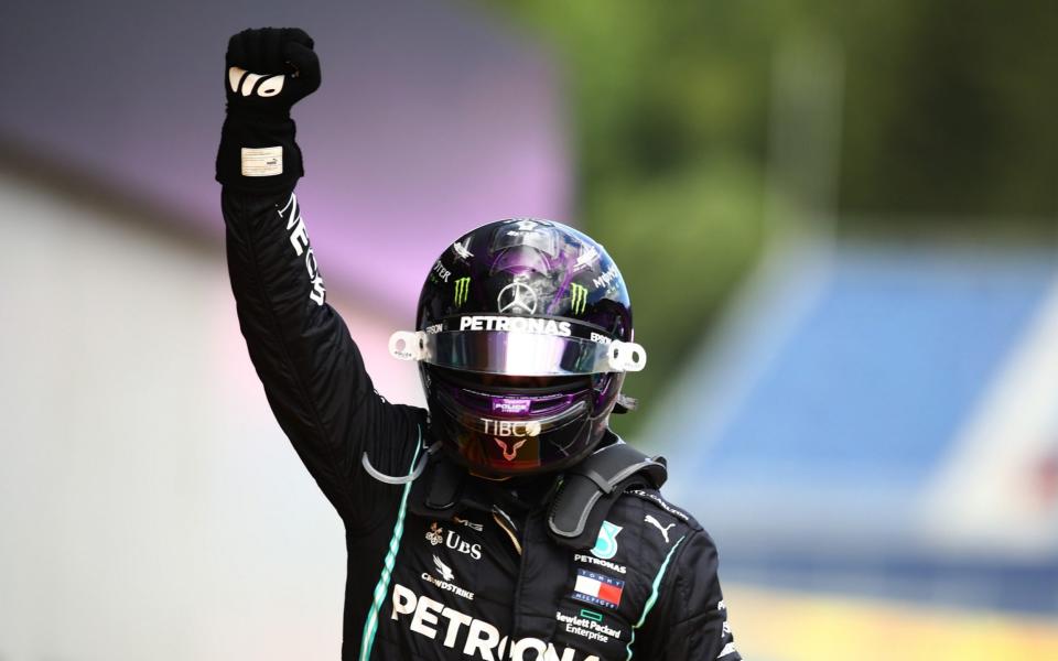 Lewis Hamilton of Great Britain and Mercedes GP celebrates in parc ferme after winning the Formula One Grand Prix of Styria at Red Bull Ring on July 12, 2020 in Spielberg, Austria - Getty Images Europe