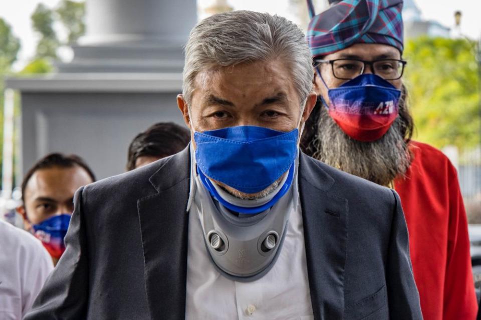 Datuk Seri Ahmad Zahid Hamidi is pictured at the Kuala Lumpur High Court November 24, 2021. — Picture by Firdaus Latif