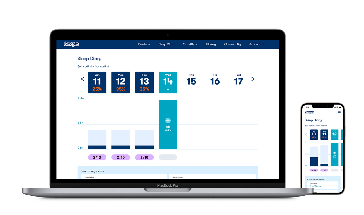 The Sleepio app uses a daily sleep diary to help users track their progress