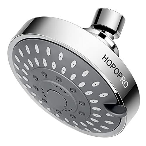 High Pressure Shower Head Hopopro 5 Modes Bathroom Showerhead 4.1 Inch High Flow Shower Head wi…