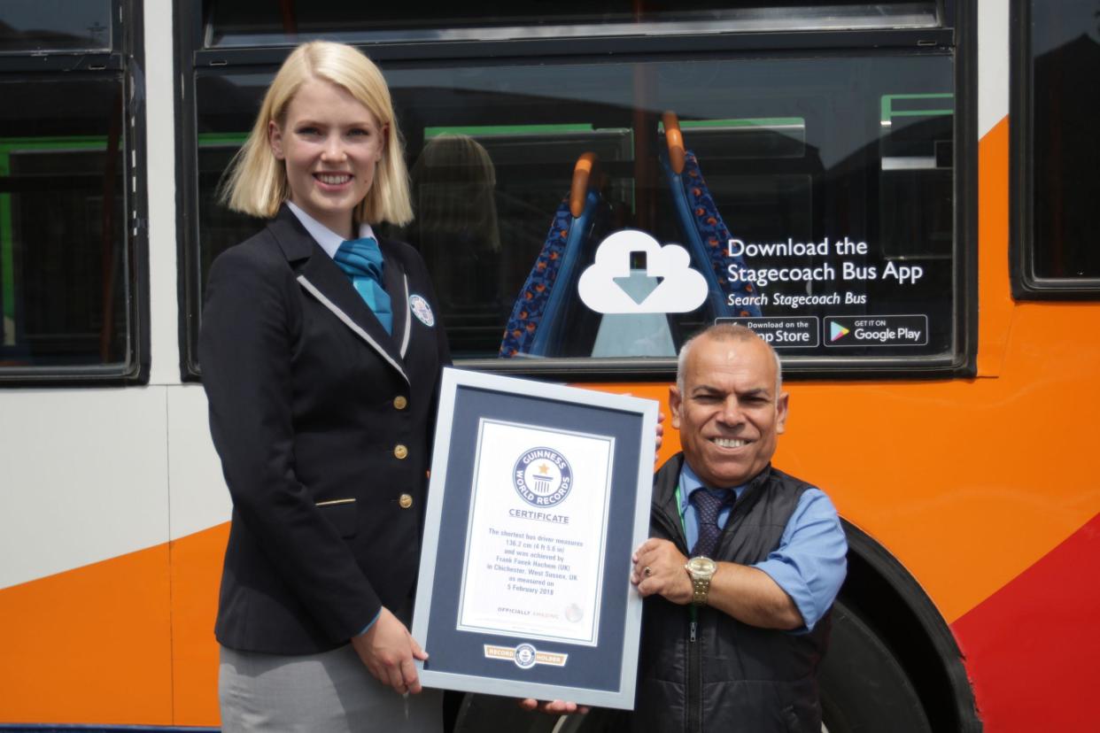 Frank Faeek Hachem, from Hampshire, who has an entry in the Guinness World Records 2021 edition for the shortest bus driver: PA