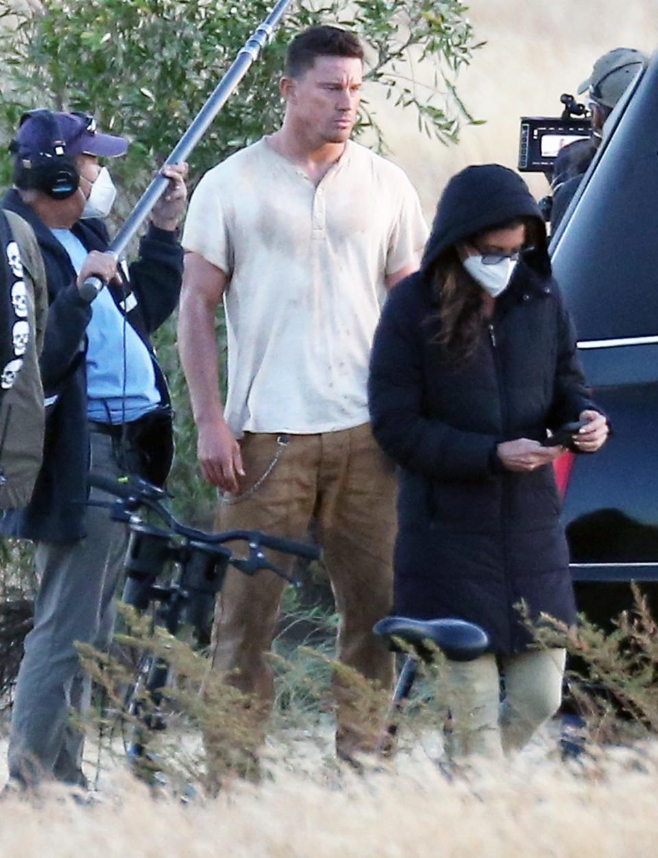 <p>Channing Tatum is spotted filming a scene for his directorial debut, <i>Dog</i>, on Friday in L.A. </p>