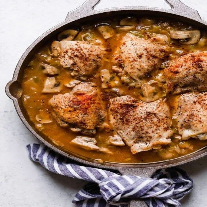 Skillet chicken thighs.