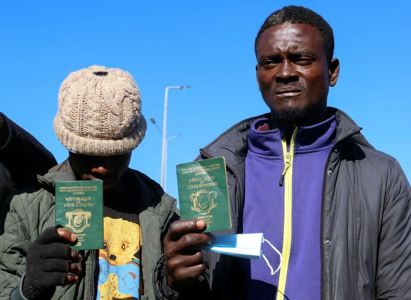 Berry Dialy Stephan stands near the embassy of Ivory Coast in Tunis