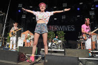 <p>Mike Murphy, Mandy Lee, Etienne Bowler, and William Hehir of MisterWives performs onstage during the 2017 Firefly Music Festival on June 18, 2017 in Dover, Delaware. (Photo by Kevin Mazur/Getty Images for Firefly) </p>
