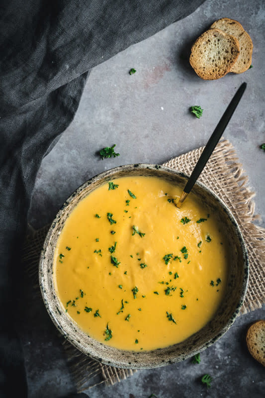 <p>Yummy Addiction</p><p><strong>Get the recipe: <a href="https://yummyaddiction.com/creamy-carrot-turnip-soup/" rel="nofollow noopener" target="_blank" data-ylk="slk:Creamy Carrot and Turnip Soup;elm:context_link;itc:0;sec:content-canvas" class="link ">Creamy Carrot and Turnip Soup</a></strong></p>