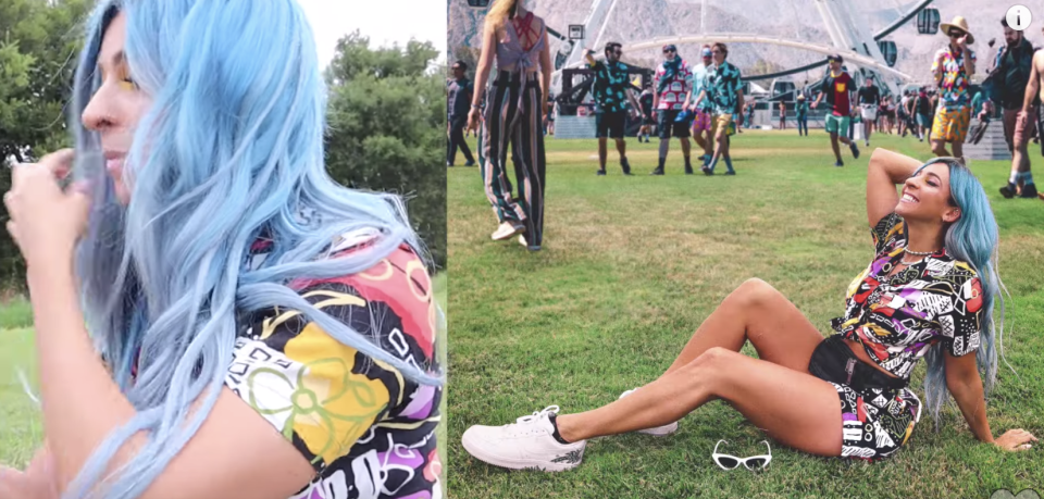 Her photos were so well Photoshopped it would make anyone believe she was sitting on the grass at Coachella and not in LA. Photo: Instagram/Gabbie Hanna