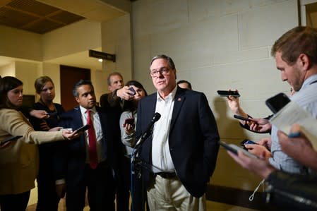 Rep Heck speaks with reporters after a closed-door deposition by former U.S. ambassador to Ukraine Yovanovitch on Capitol Hill in Washington