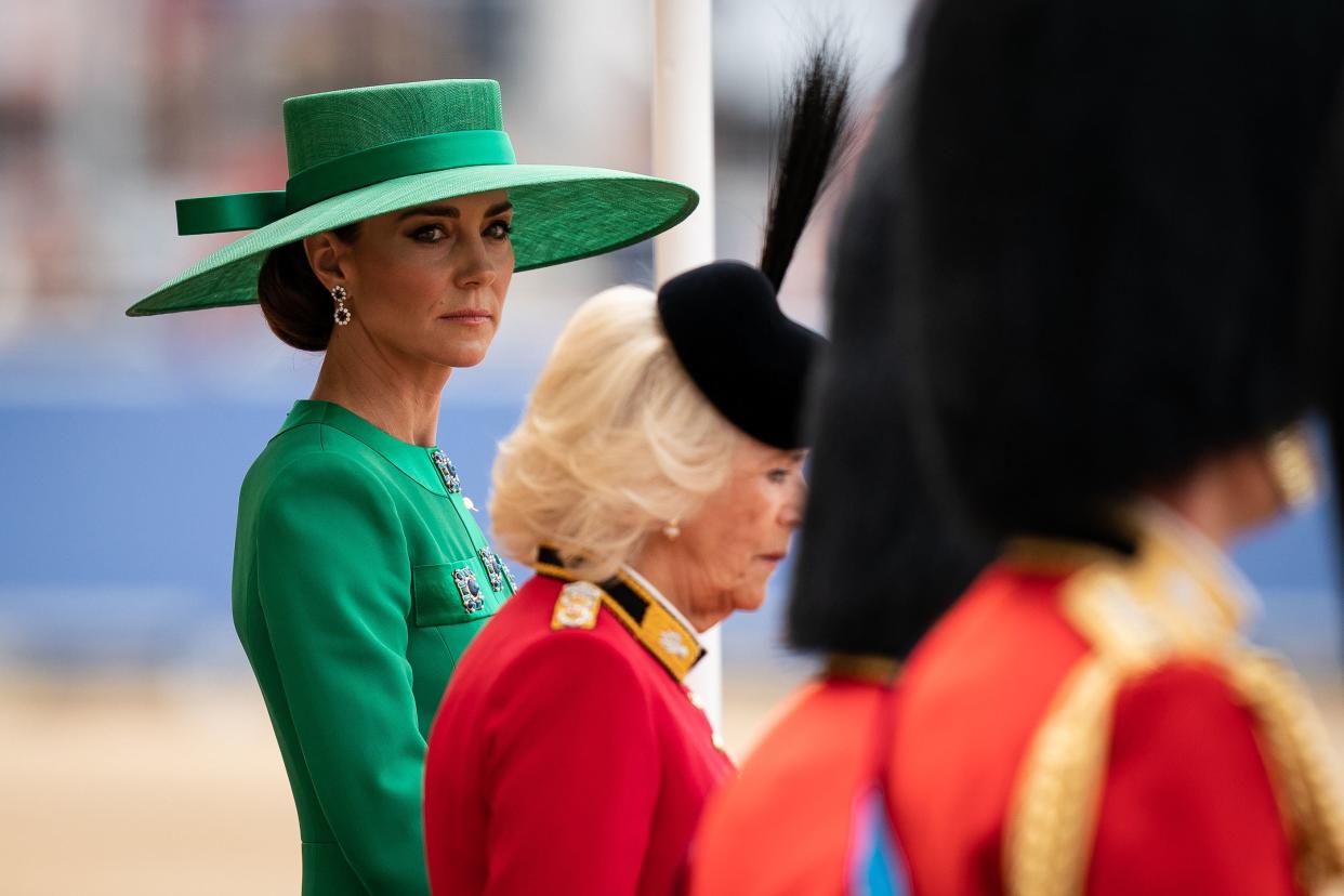 The Princess of Wales (left) and Queen Camilla during the Trooping the Colour ceremony (PA)