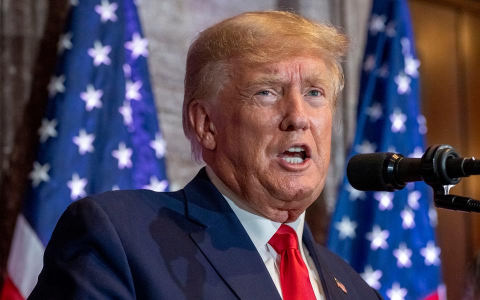 Donald Trump speaks at a campaign event at the South Carolina Statehouse on Saturday - AP