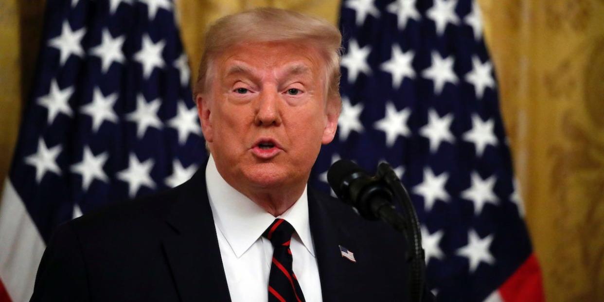 President Donald Trump speaks during a signing ceremony for "The Great American Outdoors Act," in the East Room of the White House, Tuesday, Aug. 4, 2020.