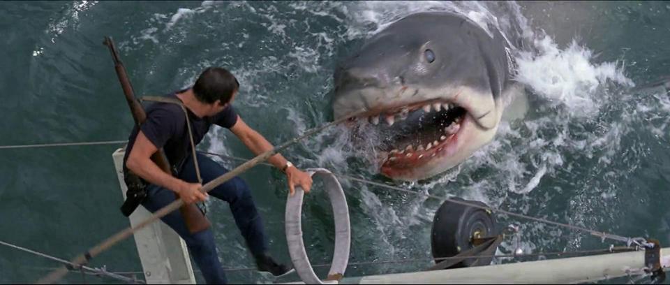 Roy Scheider vs Bruce in 'Jaws'. (Credit: Universal)