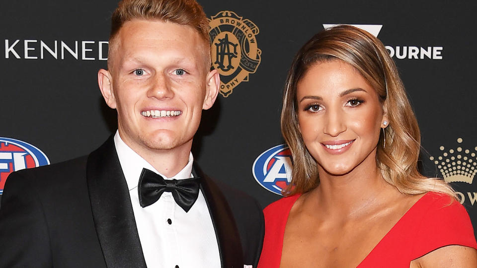 Adam Treloar and Kim Ravaillion, pictured here at the 2019 Brownlow Medal night.