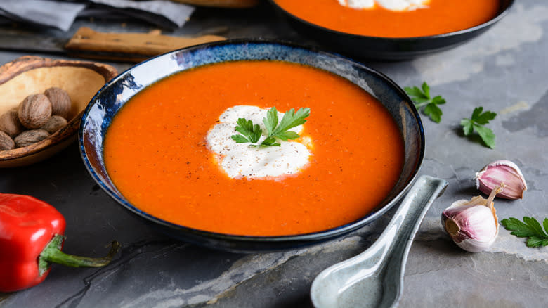 roasted red pepper soup bowl