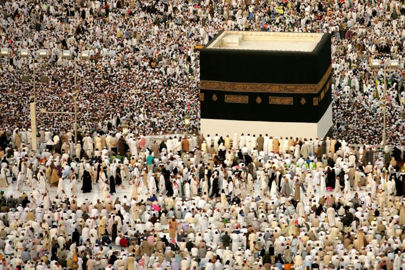 A sea of Muslims circle the Ka'baa at the Grand Mosque, Islam's holiest shrine in Mecca, Saudi Arabia on December 4, 2008. In 1990, a stampede in a pedestrian tunnel at the Muslim holy city of Mecca during the annual hajj killed 1,426 pilgrims. File Photo by Mohammad Kheirkhah/UPI