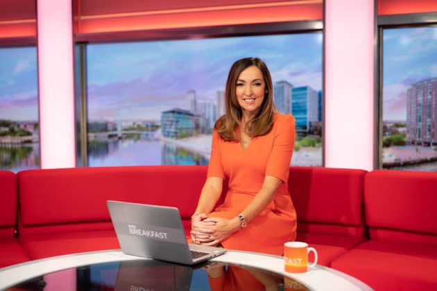 Sally Nugent on the BBC Breakfast sofa (Photo: BBC/James Stack)