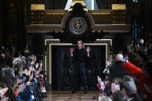 Time for change: British designer Stella McCartney acknowledges the applause at the end of her Paris fashion week show