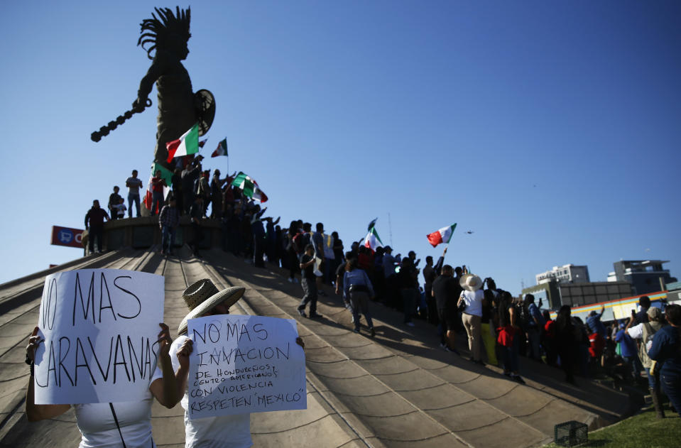 Protesters in Tijuana chant ‘Out!’ at Central American migrants