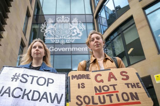 Climate campaigners outside of the UK Government's hub in Edinburgh demanding the license granted to the Jackdaw gas field be reversed after it was granted in June 2022