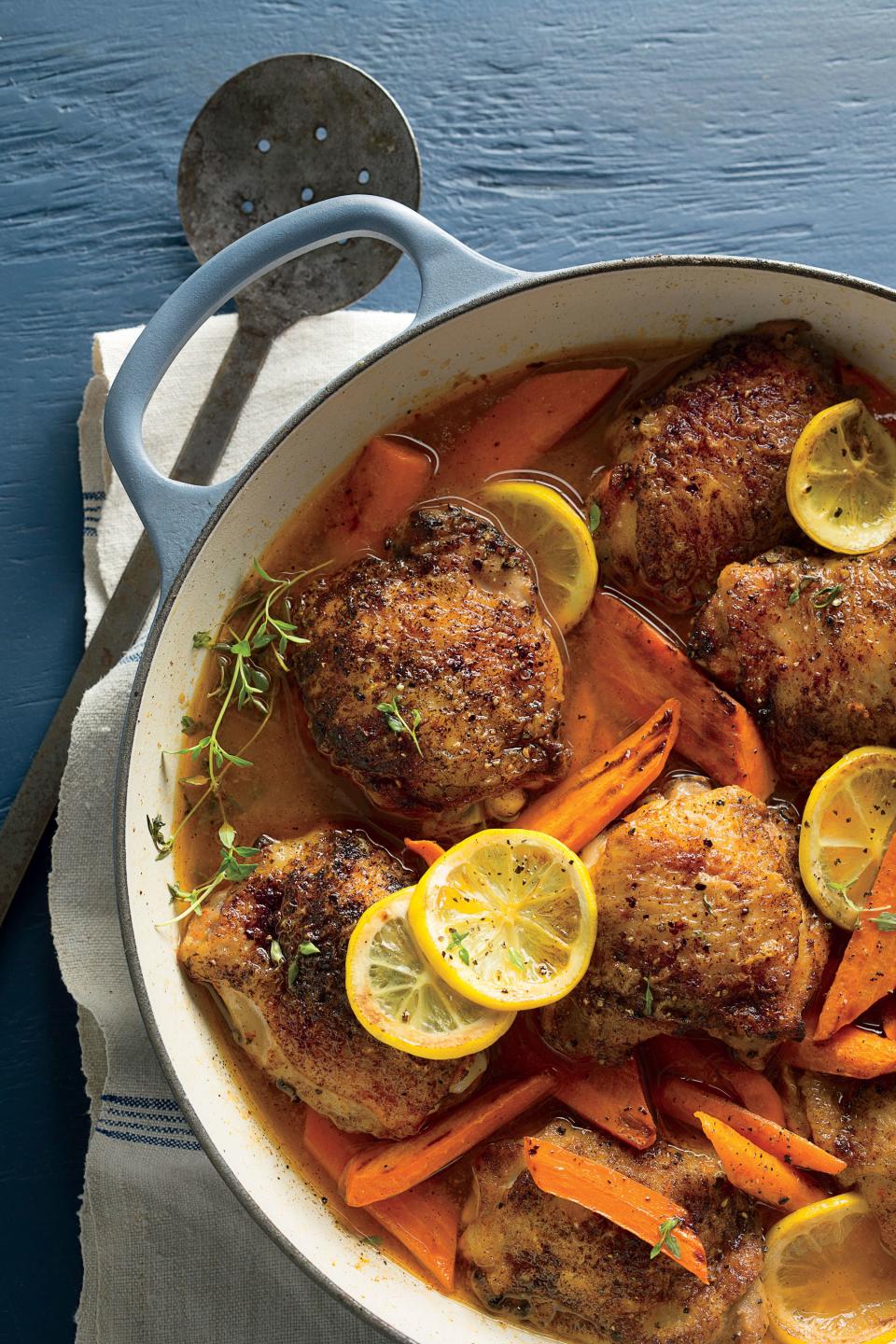 Braised Chicken Thighs with Carrots and Lemons