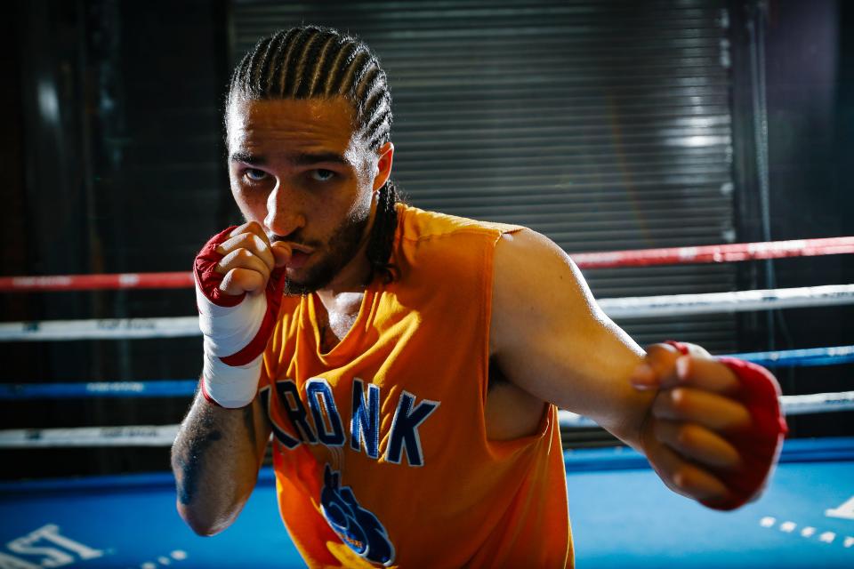 Nico Ali Walsh, Muhammad Ali's grandson, trains at Top Rank Gym.