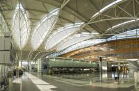 <p><strong>Where: </strong>San Francisco, CA</p> <p>Think of as the recycled airport—but in a good way. Architecture firm Gensler tackled a $383 million renovation of the terminal, with a focus on being green. The result is the first terminal in the US to achieve LEED gold status. Building material from the old terminal was reused, and passengers can refill water bottles at “hydration stations” around the terminal. SFO also doubles as an accredited art museum; look out for the hanging sculptures and rotating art exhibits. There’s also dedicated play areas for children and a yoga room. Even the shops and restaurants are cool. Take your pick from Kiehl’s, Pinkberry, or Vino Volo wine bar.</p> <p><strong>Plan Your Trip: </strong>Visit </p>