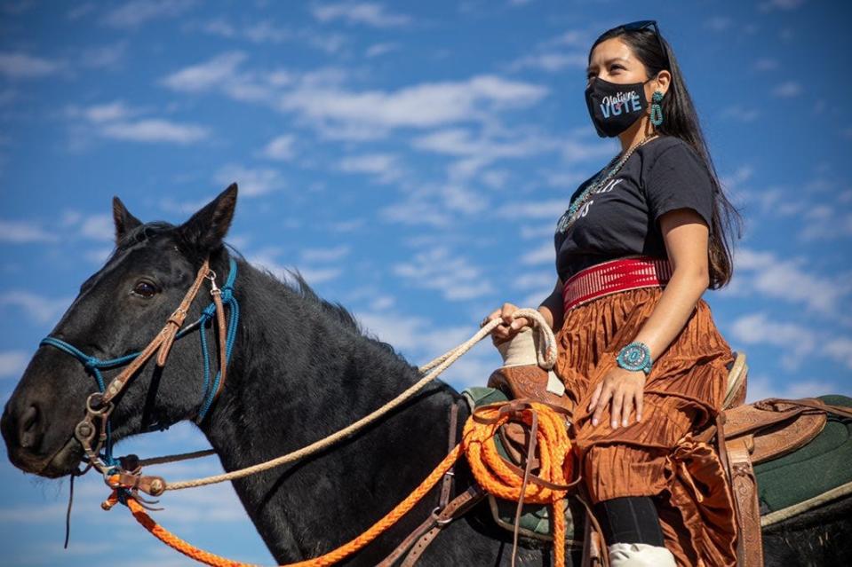 Allie Young, founder of the Indigenous grassroots organization Protect the Sacred, was one of the Native leaders who met with Vice President Kamala Harris last summer to discuss Native American access to the ballot.