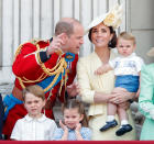 <p>Louis pulled this adorable face while his dad, Prince William, pointed out over the crowd. </p>