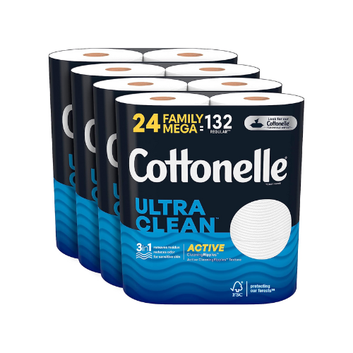 Cottonelle Ultra Clean Toilet Paper against white background