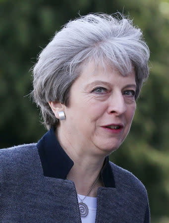 Britain's Prime Minster Theresa May delivers a stump speech at Netherton Conservative Club during the Conservative Party's election campaign, in Dudley April 22, 2017. REUTERS/Chris Radburn/Pool