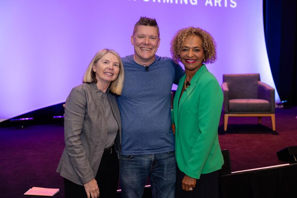 Kravis Center CEO Diane Quinn, from left, Levatas founder and CEO Chris Nielsen and Palm Beach State College President Ava Parker at the first Corporate Partners Business Speaker Series installment of the season at the Kravis on Monday.