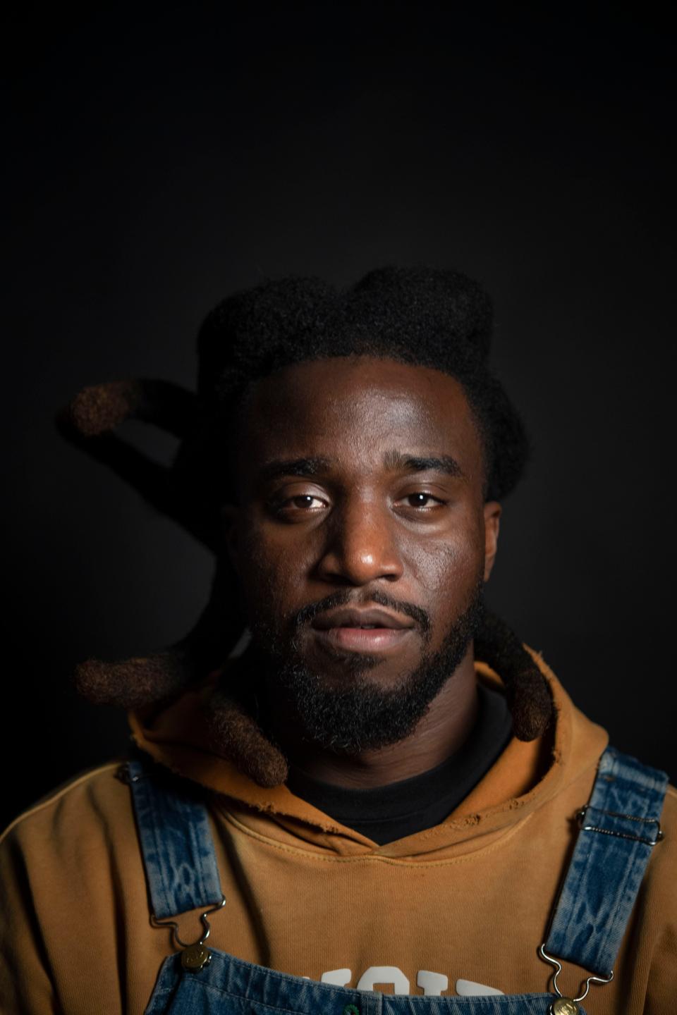 Shaboozey sits for a portrait at The Tennessean in Nashville, Tennessee, Wednesday, April 3, 2024.