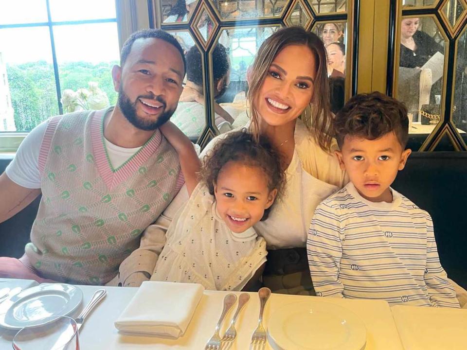 John Legend, Chrissy Teigen, Luna, and Miles