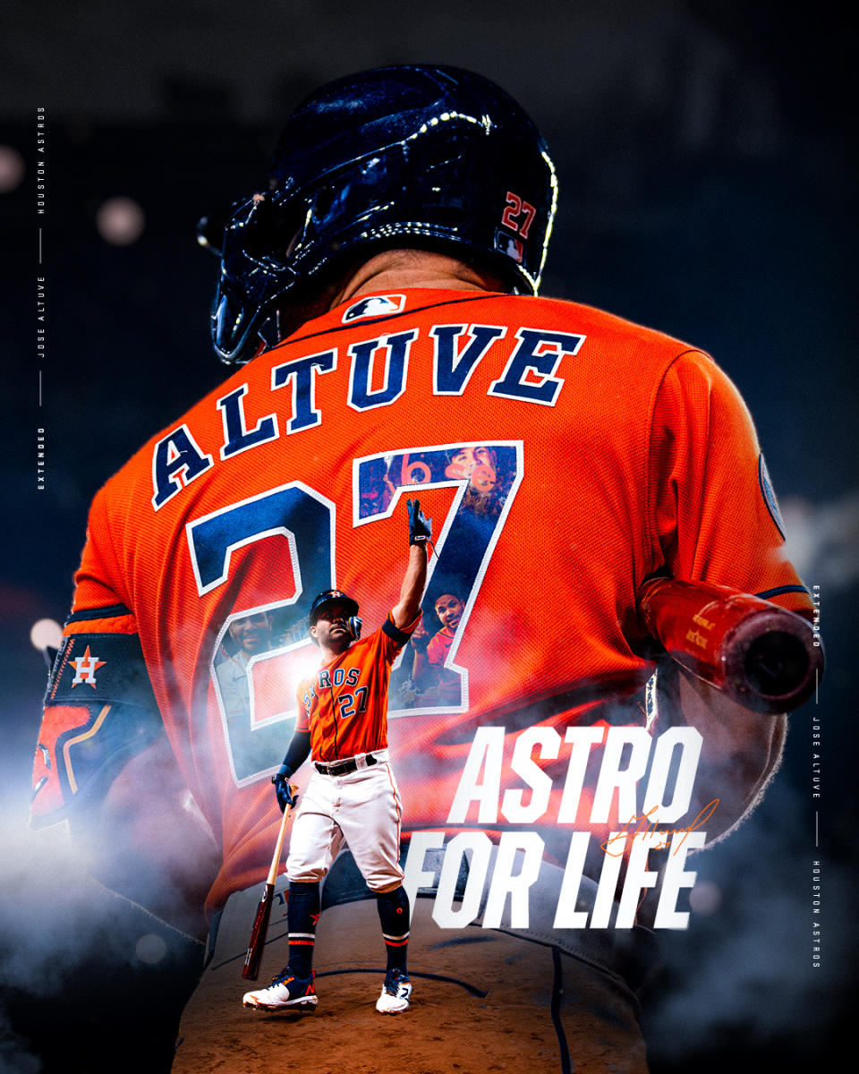 太空人在社群平台po文，「Jose Altuve將終身效力太空人。」（取自Houston Astros X）