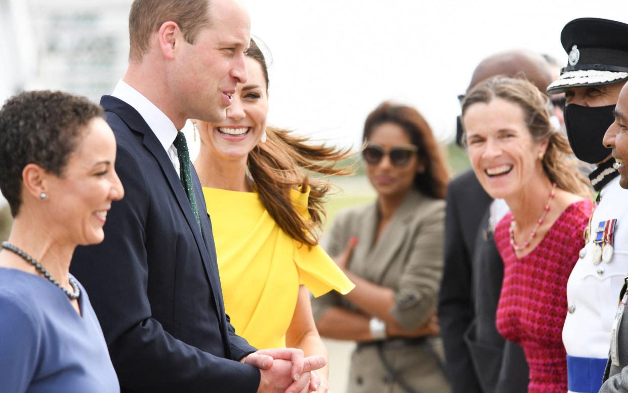 The Duke and Duchess of Cambridge with Kamina Johnson-Smith - Ricardo Makyn/AFP via Getty Images