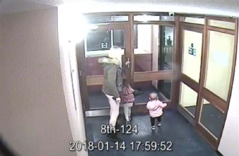 CCTV footage shows Louise Porton returning home with daughters Lexi, centre, and Scarlett, right, hours before she murdered Lexi. 