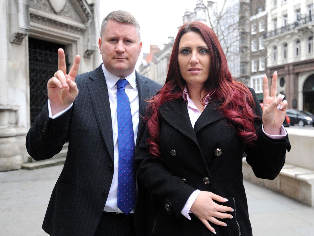 Paul Golding and Jayda Fransen, the leader and deputy leader of Britain First: Nick Ansell/PA