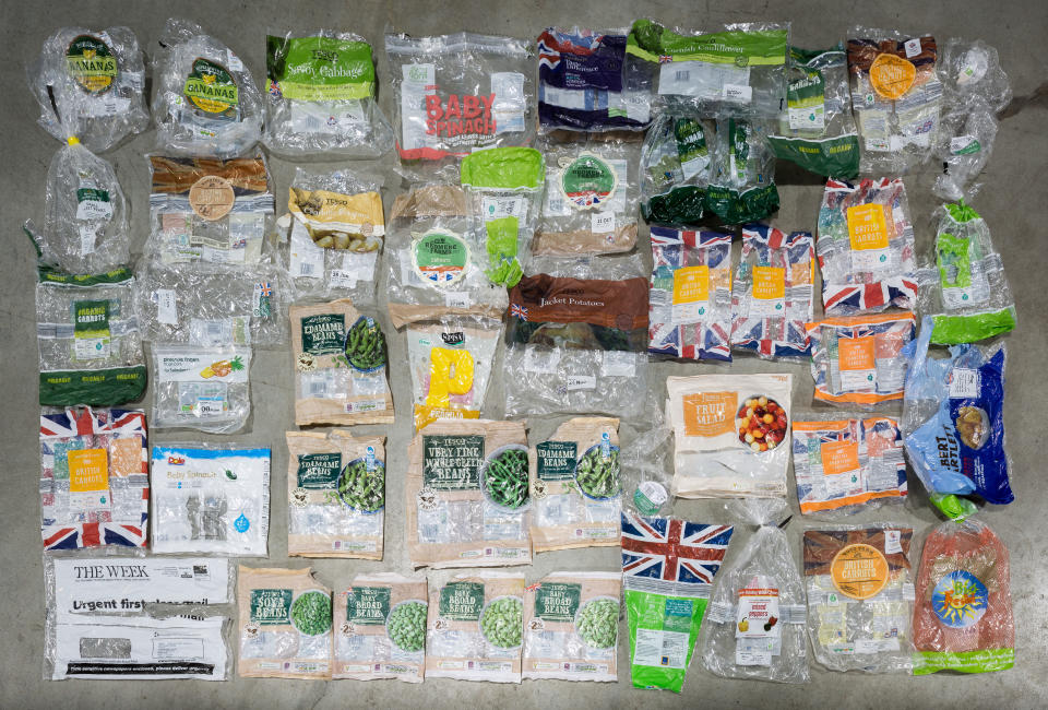  Cold facts: Frozen vegetable plastic packaging collected by Mr Webb. (PA)