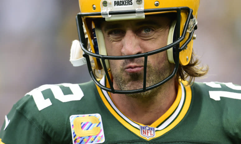 Green Bay Packers star quarterback Aaron Rodgers against the Steelers.