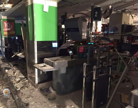 An interior view of a supermarket is seen after an explosion in St Petersburg, Russia, in this photo released by Russia’s National Anti-Terrorism Committe on December 28, 2017. National Anti-Terrorism Committe/Handout via REUTERS