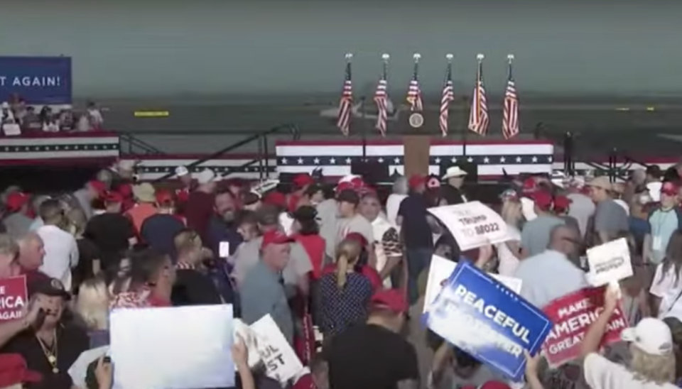 Supporters of US President Donald Trump at a campaign rally at Minden-Tahoe Airport, Nevada.