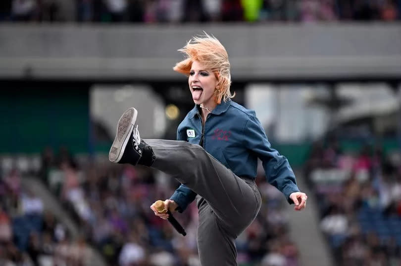 Hayley Williams of Paramore performs on stage as support on the Taylor Swift Eras Tour, at Scottish Gas Murrayfield Stadium on June 07, 2024 in Edinburgh, Scotland.