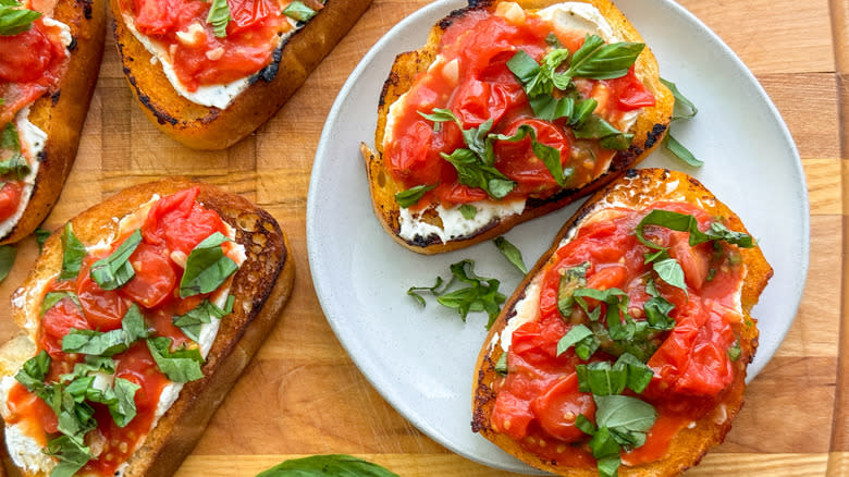 plate with bruschetta slices