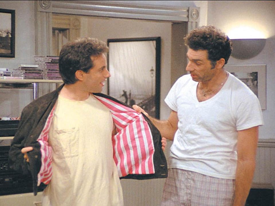 A real fancy boy: Jerry and Kramer (Michael Richards) in the season three episode ‘The Jacket’ (NBC)