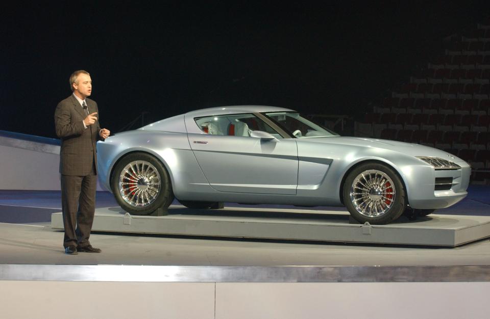 J Mays, Ford design chief reveals the Mercury Messenger concept at the North American International Auto Show in Detroit, January 6, 2003.