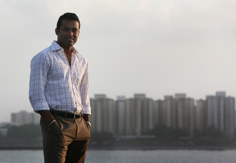 MUMBAI, INDIA - SEPTEMBER 26, 2006: Tennis player Leander Paes poses for a profile shoot at Nariman Point. (Photo by Vikas Khot/Hindustan Times via Getty Images)